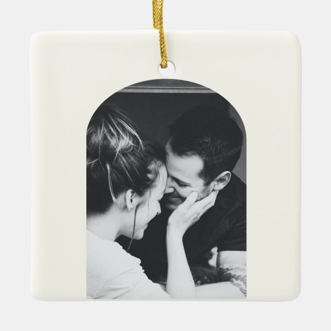 Minimalistisches modernes Foto Hochzeitscouch Keramikornament (Vorderseite)