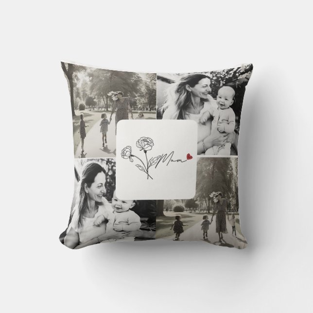 Minimalistisches modernes Foto Mama Kissen (Vorderseite)