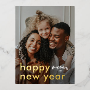 Minimalistisches modernes Foto Neujahr Folien Feiertagspostkarte