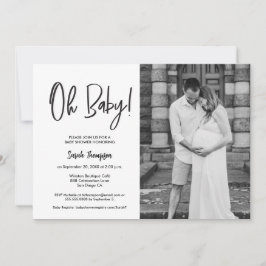 Minimalistisches modernes Foto Oh Babydusche Einladung