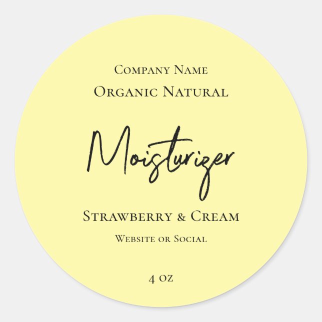 Minimalistisches, modernes, gelbes Hautpflegeprodu Runder Aufkleber (Vorderseite)