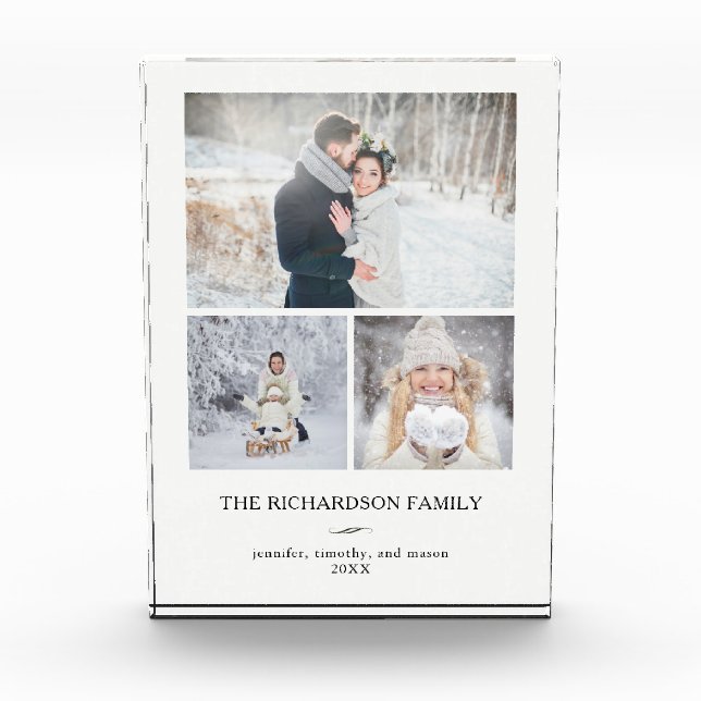 Minimalistisches modernes Gitter | drei Fotos (Vorderseite)