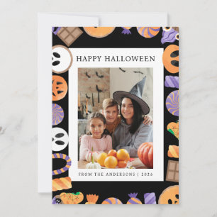 Minimalistisches modernes glückliches Halloween 1 Feiertagskarte