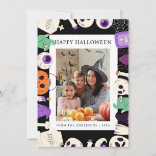 Minimalistisches modernes glückliches Halloween 1 Feiertagskarte