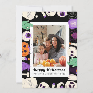 Minimalistisches modernes glückliches Halloween 1 Feiertagskarte