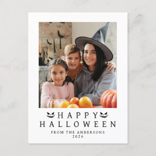 Minimalistisches modernes glückliches Halloween 1 Feiertagspostkarte