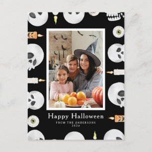 Minimalistisches modernes glückliches Halloween 1 Feiertagspostkarte