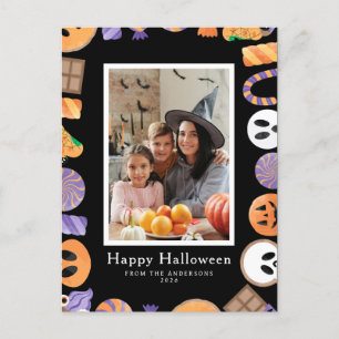 Minimalistisches modernes glückliches Halloween 1 Feiertagspostkarte