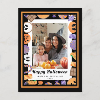 Minimalistisches modernes glückliches Halloween 1 Feiertagspostkarte
