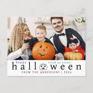 Minimalistisches modernes glückliches Halloween 1 Feiertagspostkarte
