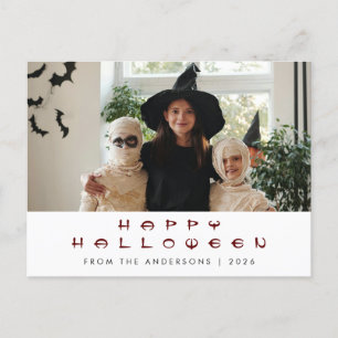 Minimalistisches modernes glückliches Halloween 1 Feiertagspostkarte