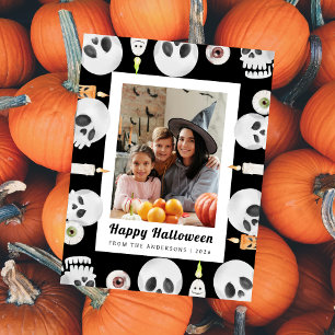 Minimalistisches modernes glückliches Halloween 1 Feiertagspostkarte