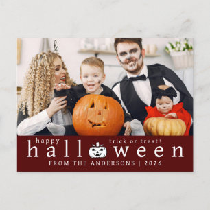 Minimalistisches modernes glückliches Halloween 1 Feiertagspostkarte