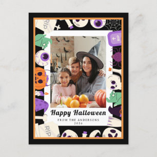 Minimalistisches modernes glückliches Halloween 1 Feiertagspostkarte