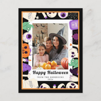 Minimalistisches modernes glückliches Halloween 1 Feiertagspostkarte