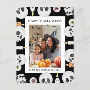 Minimalistisches modernes glückliches Halloween 1 Feiertagspostkarte