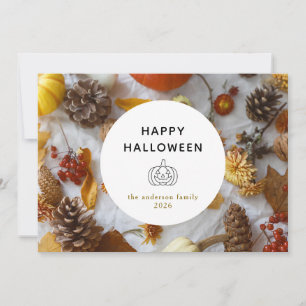 Minimalistisches, modernes glückliches Halloween 3 Feiertagskarte