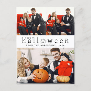 Minimalistisches, modernes glückliches Halloween 3 Feiertagspostkarte
