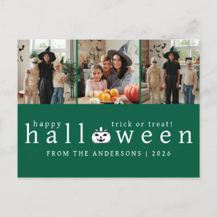 Minimalistisches, modernes glückliches Halloween 3 Feiertagspostkarte