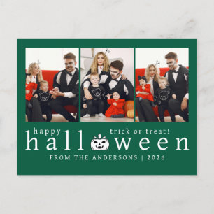 Minimalistisches, modernes glückliches Halloween 3 Feiertagspostkarte