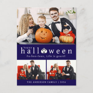 Minimalistisches, modernes glückliches Halloween 3 Feiertagspostkarte
