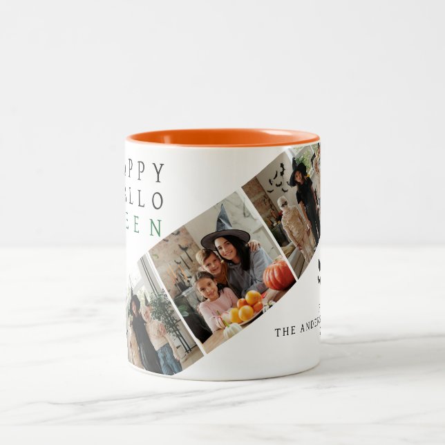 Minimalistisches, modernes glückliches Halloween 3 Zweifarbige Tasse (Mittel)