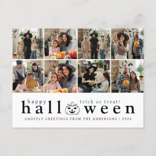 Minimalistisches modernes glückliches Halloween 6 Feiertagspostkarte