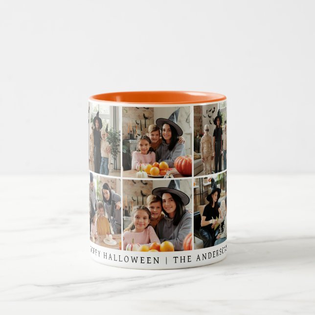 Minimalistisches modernes glückliches Halloween 6  Zweifarbige Tasse (Mittel)