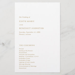 Minimalistisches modernes goldenes Hochzeitsprogra Flyer