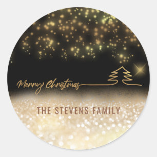Minimalistisches modernes Goldskript Frohe Weihnac Runder Aufkleber