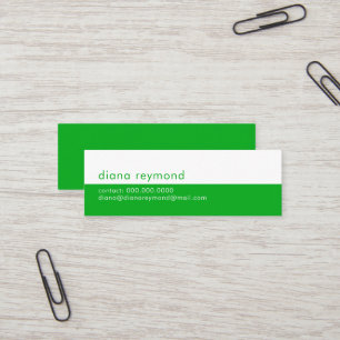 Minimalistisches modernes halbgrünes und weißes Ei Mini Visitenkarte