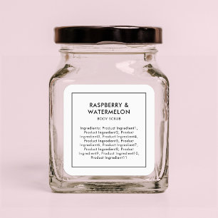 Minimalistisches, modernes Inhaltsstofflabel Quadratischer Aufkleber