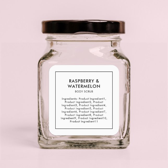 Minimalistisches, modernes Inhaltsstofflabel Quadratischer Aufkleber (Von Creator hochgeladen)