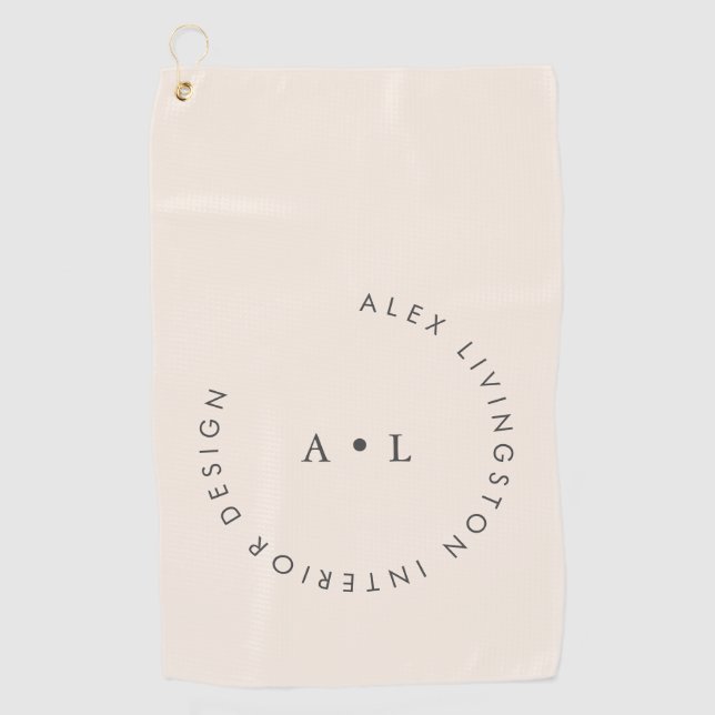Minimalistisches, modernes Ivory-Creme-Monogramm Golfhandtuch (Vorderseite)