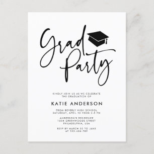 Minimalistisches modernes Kalligrafie Grad Party F Einladungspostkarte