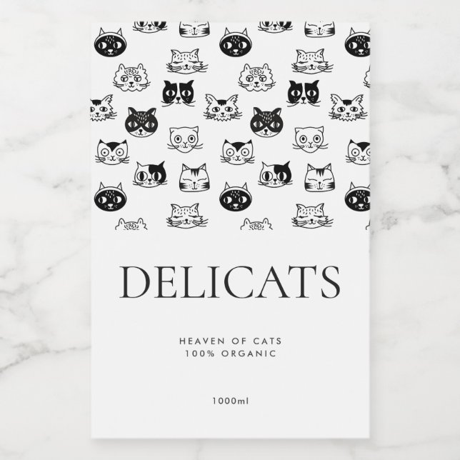 Minimalistisches modernes Katzen Hundefutter Schwa Lebensmitteletikett (Einzelnes Label)