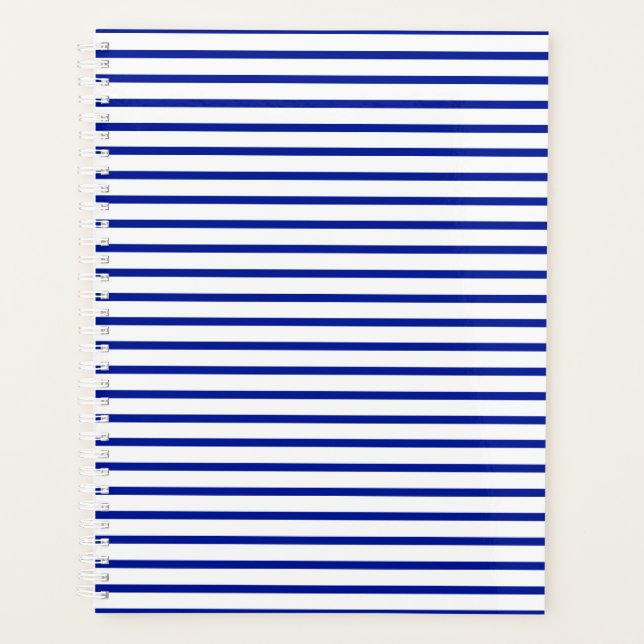 Minimalistisches, modernes Kobalt-Blau-Streifen-Mu Planer (Vorderseite)