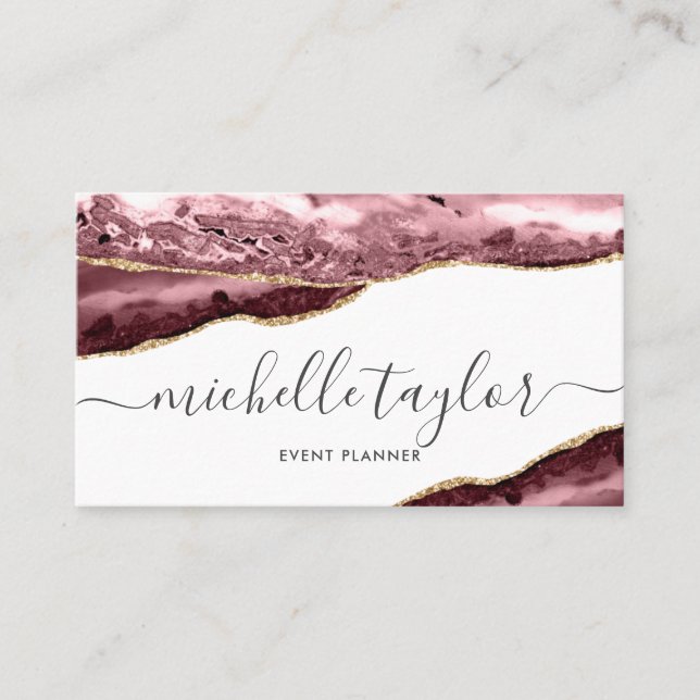 Minimalistisches, modernes lila Drehbuch Visitenkarte (Vorderseite)