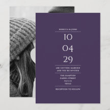 Minimalistisches, modernes Lila Foto Hochzeitstag