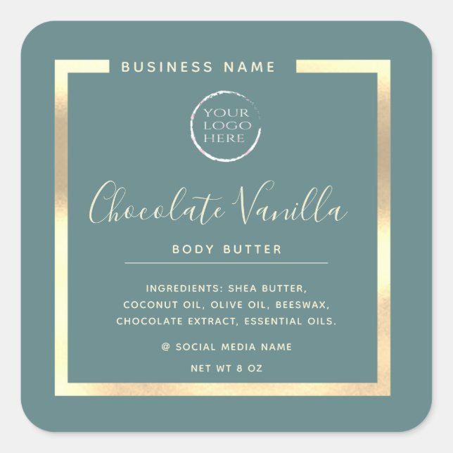 Minimalistisches, modernes Logo für den Goldrahmen Quadratischer Aufkleber (Vorderseite)