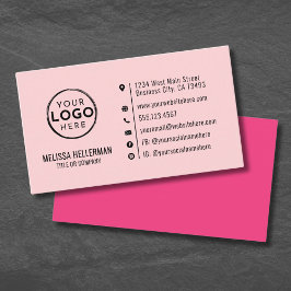 Minimalistisches, modernes Logo in Rosa Visitenkarte