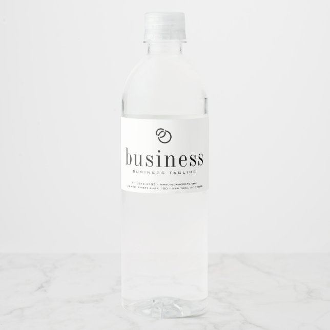 Minimalistisches, modernes Logo mit eleganten Firm Wasserflaschenetikett (Vorderseite)