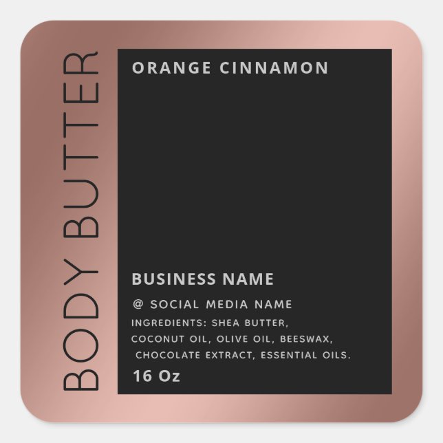 Minimalistisches modernes Luxustypografie-Schwarzp Quadratischer Aufkleber (Vorderseite)