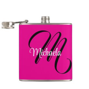 Minimalistisches modernes Monogramm Anfangsname Ho Flachmann