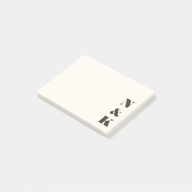 Minimalistisches modernes Monogramm Creme Braun Ma Post-it Klebezettel (angewinkelt)