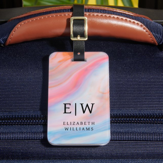 Minimalistisches, modernes Monogramm Elegantes Blu Gepäckanhänger (Vorderseite Insitu 2)
