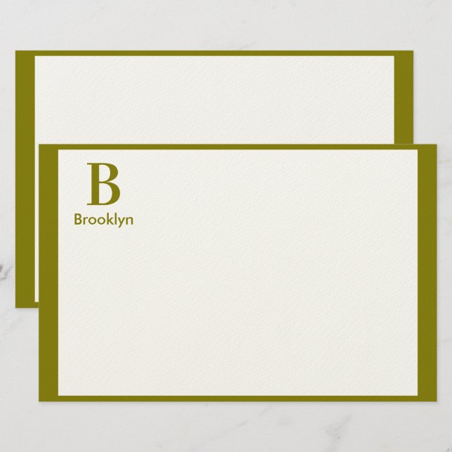 Minimalistisches modernes Monogramm mit Rand Briefpapier (Vorne/Hinten)