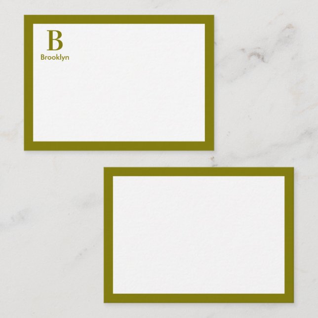 Minimalistisches modernes Monogramm mit Rand Mitteilungskarte (Vorne/Hinten)