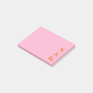 Minimalistisches modernes Monogramm Pink Orange Cu Post-it Klebezettel