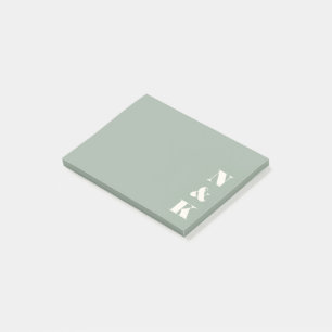 Minimalistisches modernes Monogramm Salbeigrün Cus Post-it Klebezettel